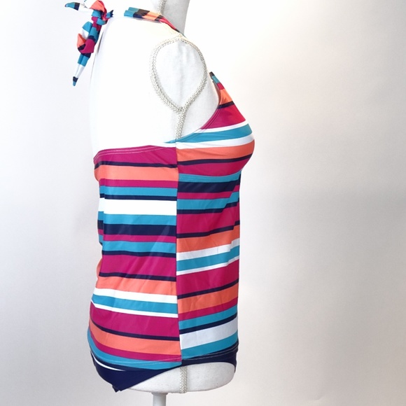 Charm Leaks High Striped Swimsuit Size M Tankini - Picture 6 of 8